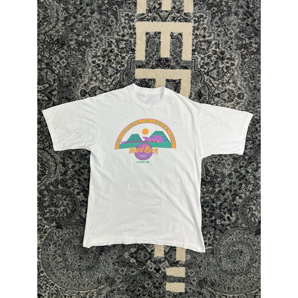Vintage 1990s Hard Rock Cafe Cancun Mexico Unisex Large White